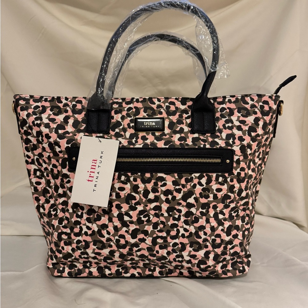 Tote bag. Trina Turk 18 x 5 x 12.5 pink black camo.